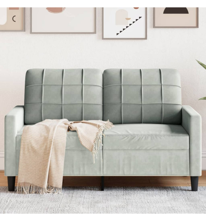 Canapé à 2 places Gris clair 120 cm Velours | Mobilier & Déco