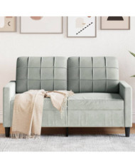 Canapé à 2 places Gris clair 120 cm Velours | Mobilier & Déco