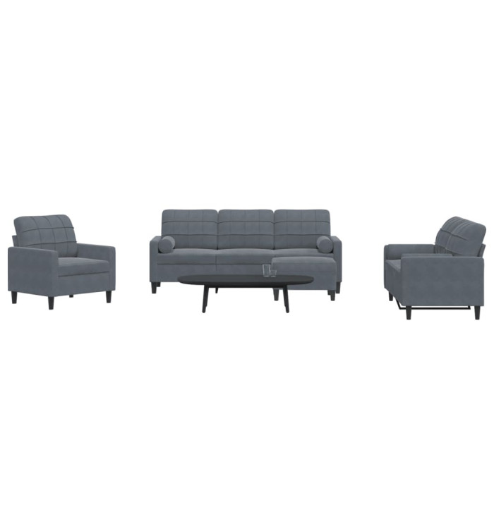 Ensemble de canapés 4 pcs avec coussins et traversins velours | Mobilier & Déco