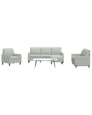 Ensemble de canapés 4 pcs avec coussins Gris clair Velours | Mobilier & Déco