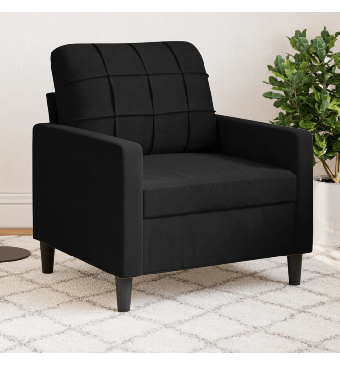 Fauteuil Noir 60 cm Velours | Mobilier & Déco