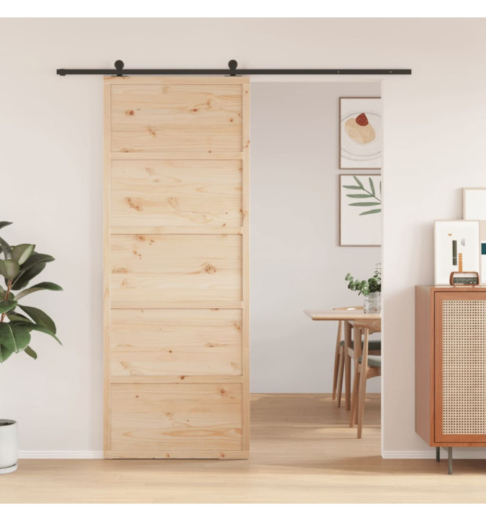Porte de grange 80x208 cm bois massif de pin | Mobilier & Déco