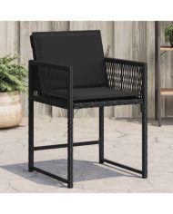 Chaises de jardin lot de 4 avec coussins noir résine tressée | Mobilier & Déco
