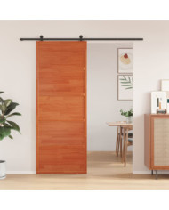 Porte de grange marron cire 80x208 cm bois massif de pin | Mobilier & Déco