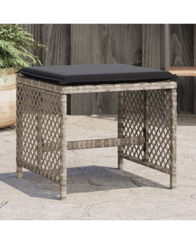 Tabourets de jardin et coussins lot de 4 gris clair 41x41x36 cm | Mobilier & Déco