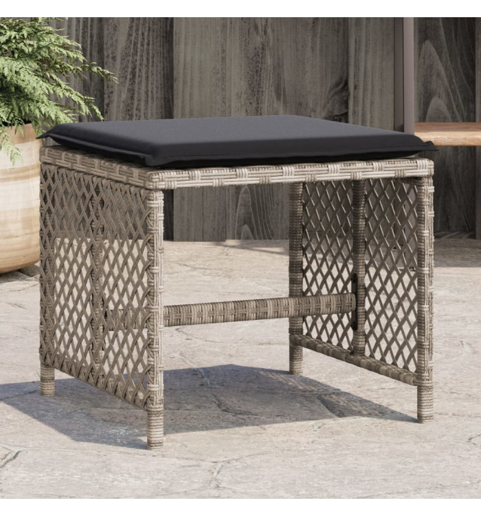 Tabourets de jardin et coussins lot de 4 gris clair 41x41x36 cm | Mobilier & Déco