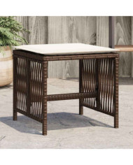 Tabourets de jardin et coussins lot de 4 marron résine tressée | Mobilier & Déco