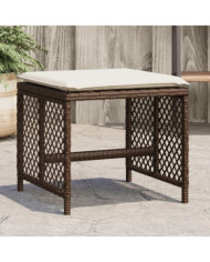 Tabourets de jardin et coussins lot de 4 marron résine tressée | Mobilier & Déco