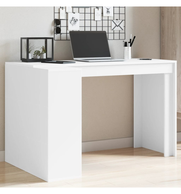 Bureau blanc 123,5x73,5x75 cm bois d'ingénierie | Mobilier & Déco