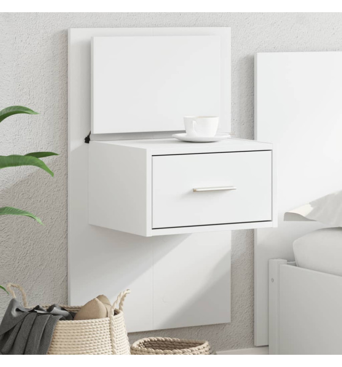 Table de chevet murale avec lumières LED blanc | Mobilier & Déco