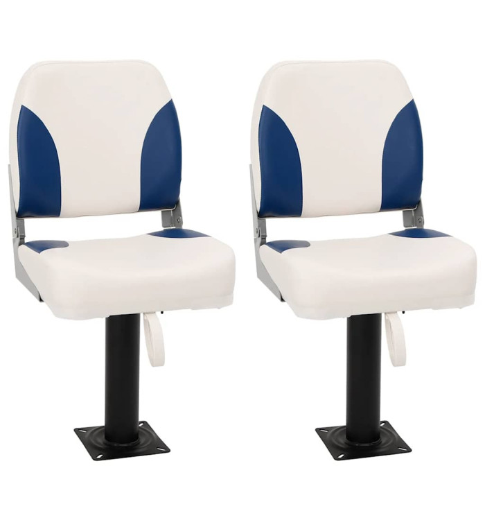 Ensemble de sièges de bateau pliables 4 pcs bleu et blanc | Mobilier & Déco