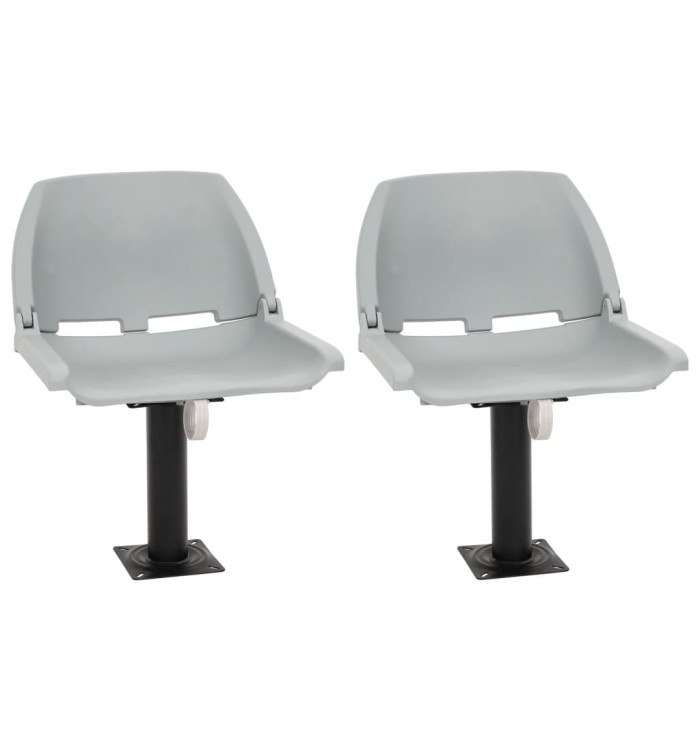Ensemble de sièges de bateau pliables 4 pcs sans coussin gris | Mobilier & Déco