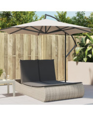 Chaise longue double avec coussins gris clair résine tressée | Mobilier & Déco
