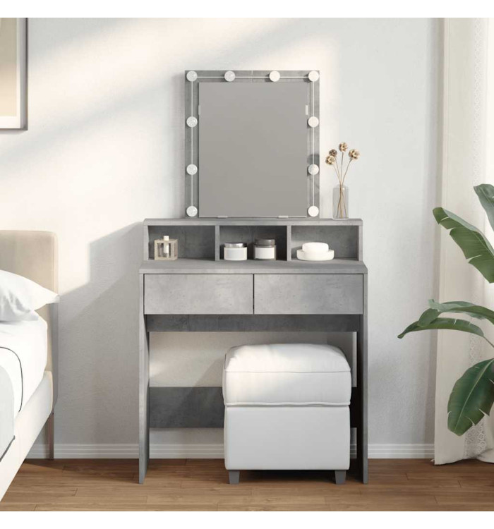 Coiffeuse avec LED gris béton 80x41x144,5 cm | Mobilier & Déco