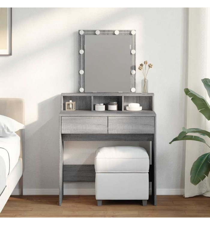 Coiffeuse avec LED sonoma gris 80x41x144,5 cm | Mobilier & Déco