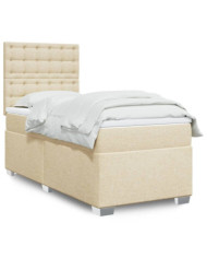Sommier à lattes de lit et matelas Crème 90x190 cm Tissu | Mobilier & Déco