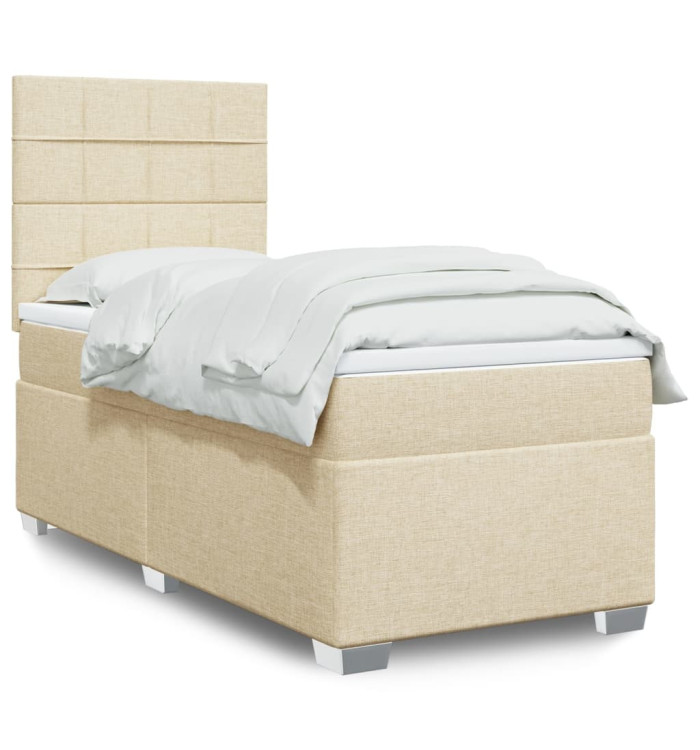 Sommier à lattes de lit et matelas Crème 90x190 cm Tissu | Mobilier & Déco