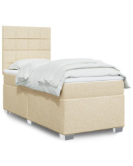 Sommier à lattes de lit et matelas Crème 90x190 cm Tissu | Mobilier & Déco