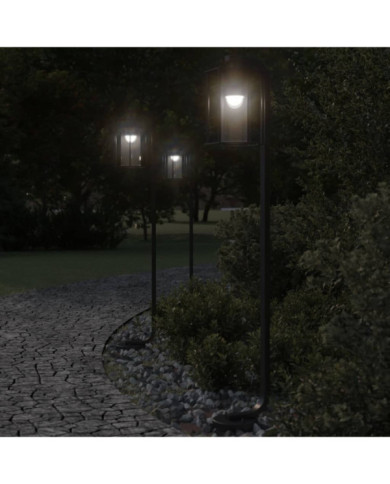 Lampadaires d'extérieur 3 pcs noir 100 cm acier inoxydable | Mobilier & Déco