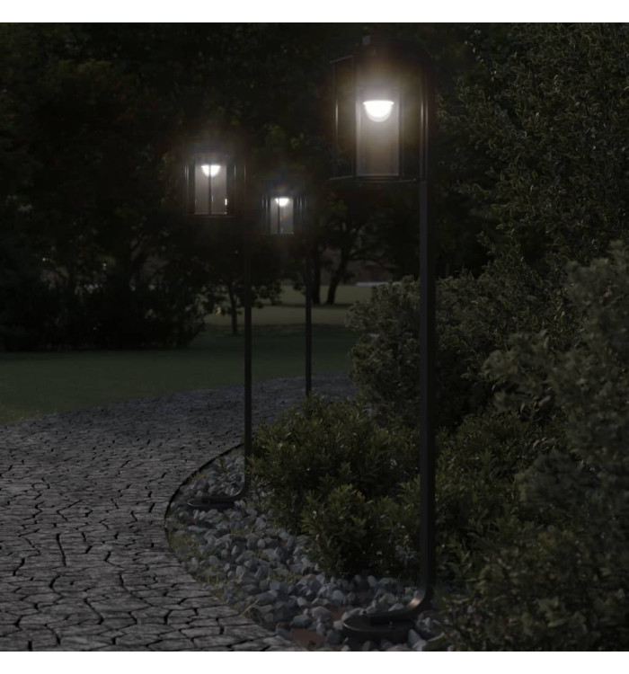 Lampadaires d'extérieur 3 pcs noir 100 cm acier inoxydable | Mobilier & Déco