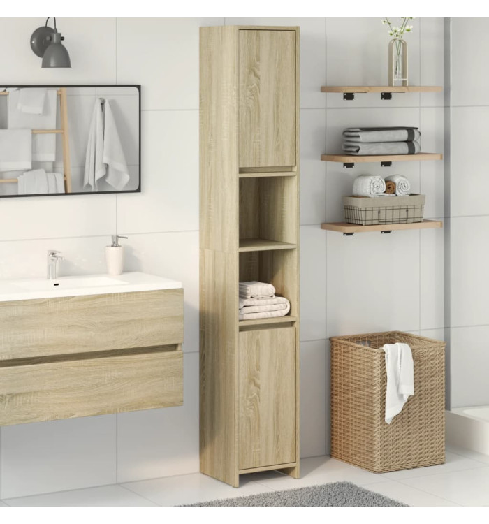 Armoire de salle de bain Chêne sonoma 30x30x183,5 cm Aggloméré | Mobilier & Déco