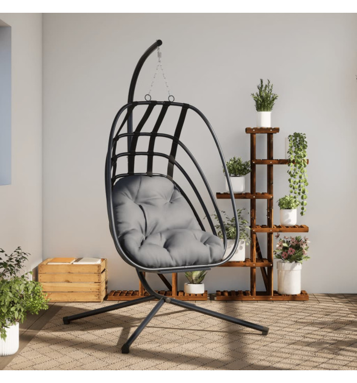 Chaise suspendue en forme d'œuf avec support anthracite acier | Mobilier & Déco