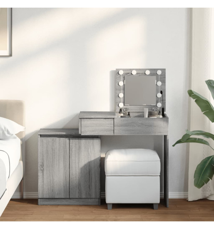 Coiffeuse avec LED sonoma gris 115x37x110,5 cm | Mobilier & Déco