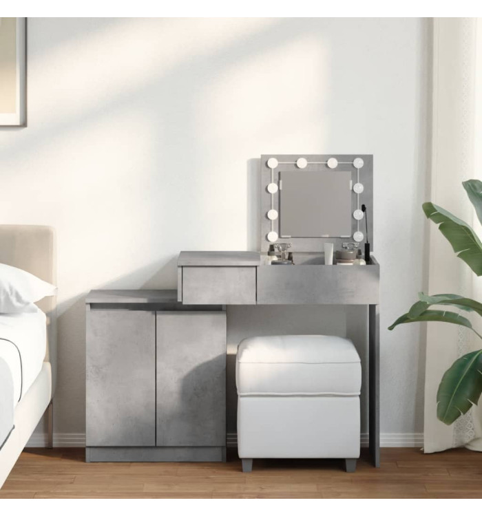 Coiffeuse avec LED gris béton 115x37x110,5 cm | Mobilier & Déco