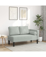 Chaise longue avec coussins gris clair velours | Mobilier & Déco