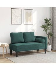 Chaise longue avec coussins vert foncé velours | Mobilier & Déco