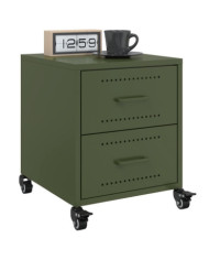 Tables de chevet 2 pcs vert olive 36x39x43,5 cm acier | Mobilier & Déco