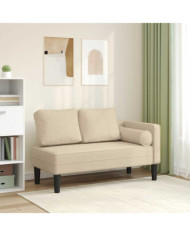 Chaise longue avec coussins crème tissu | Mobilier & Déco