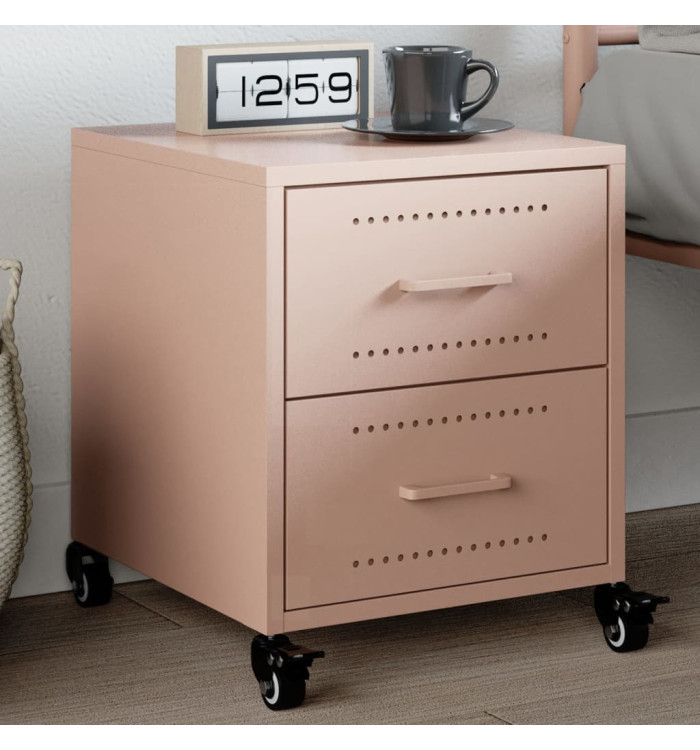 Table de chevet rose 36x39x43,5 cm acier | Mobilier & Déco