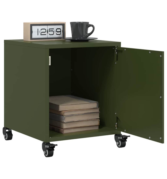 Tables de chevet 2 pcs vert olive 36x39x43,5 cm acier | Mobilier & Déco