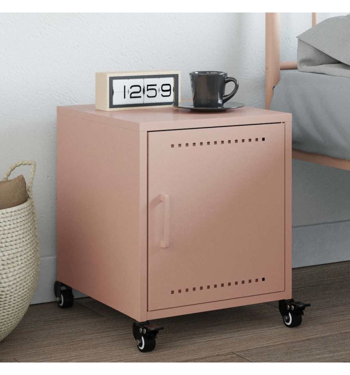 Table de chevet rose 36x38,5x43,5 cm acier | Mobilier & Déco