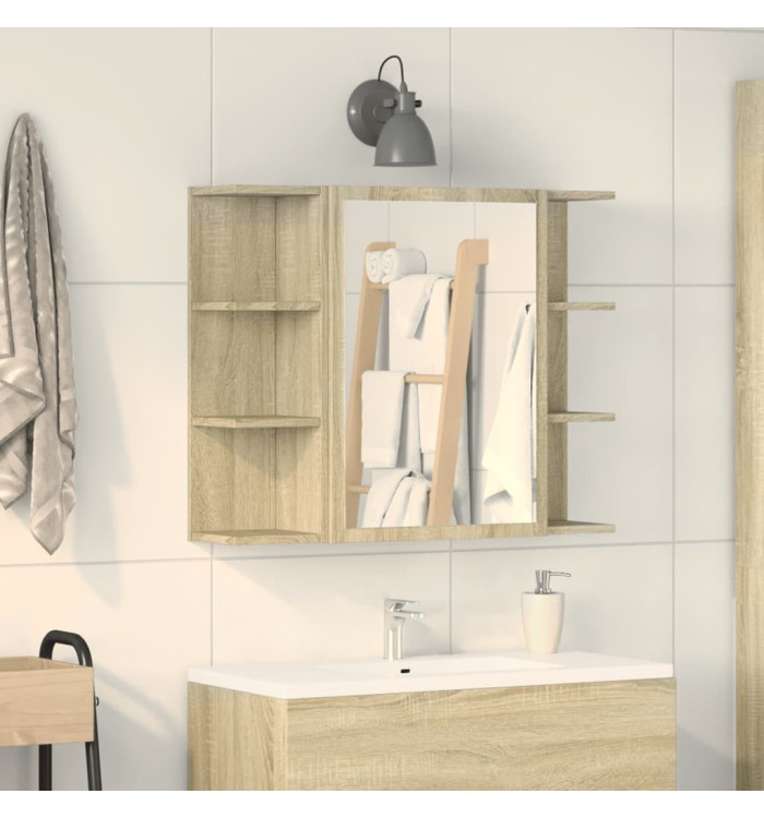 Armoire à miroir de bain Chêne sonoma 80x20,5x64 cm Aggloméré | Mobilier & Déco