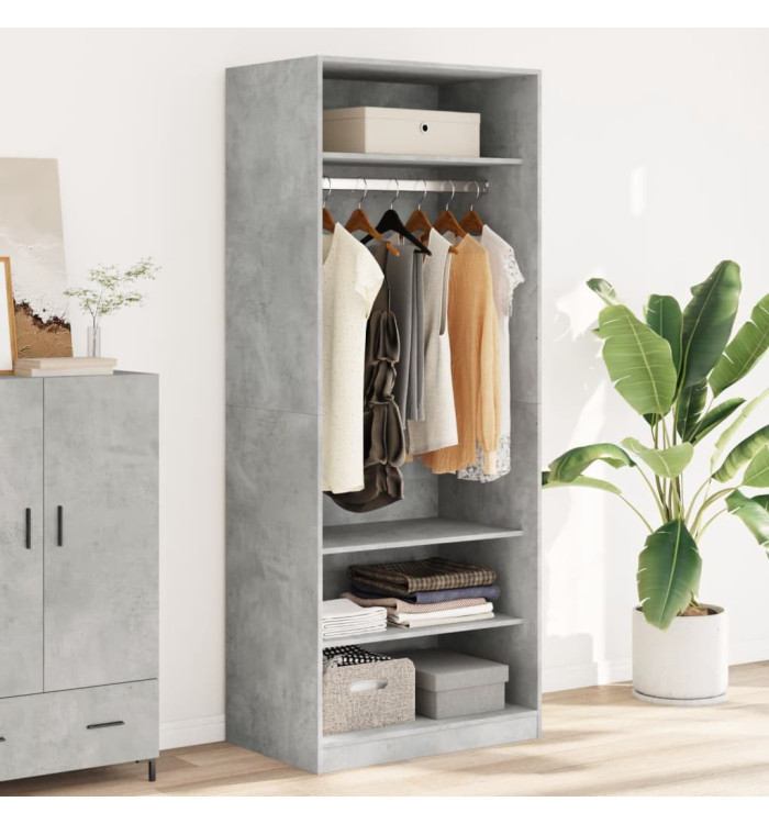 Garde-robe gris béton 80x50x200 cm bois d'ingénierie | Mobilier & Déco