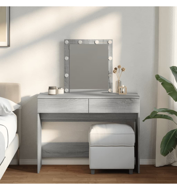 Coiffeuse avec LED sonoma gris 100x40x130 cm | Mobilier & Déco