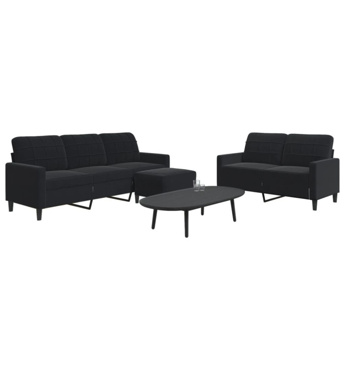 Ensemble de canapés 3 pcs avec coussins Noir Velours | Mobilier & Déco