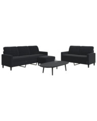 Ensemble de canapés 3 pcs avec coussins Noir Velours | Mobilier & Déco