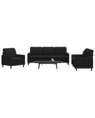Ensemble de canapés 3 pcs avec coussins Noir Velours | Mobilier & Déco