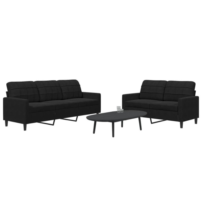 Ensemble de canapés 2 pcs avec coussins Noir Velours | Mobilier & Déco