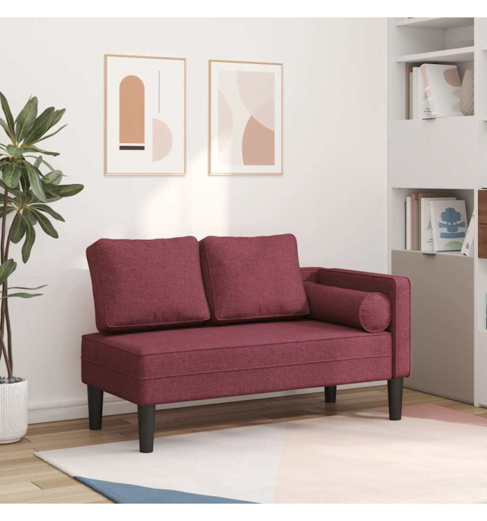 Chaise longue avec coussins rouge bordeaux tissu | Mobilier & Déco