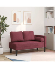 Chaise longue avec coussins rouge bordeaux tissu | Mobilier & Déco