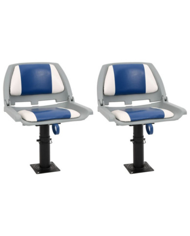 Ensemble de sièges de bateau pliables 4 pcs bleu et blanc | Mobilier & Déco