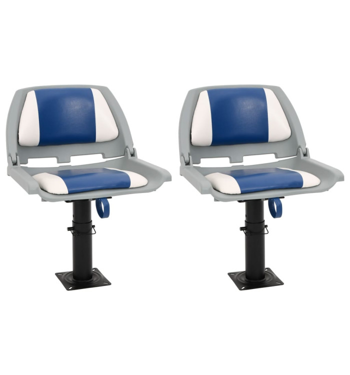 Ensemble de sièges de bateau pliables 4 pcs bleu et blanc | Mobilier & Déco