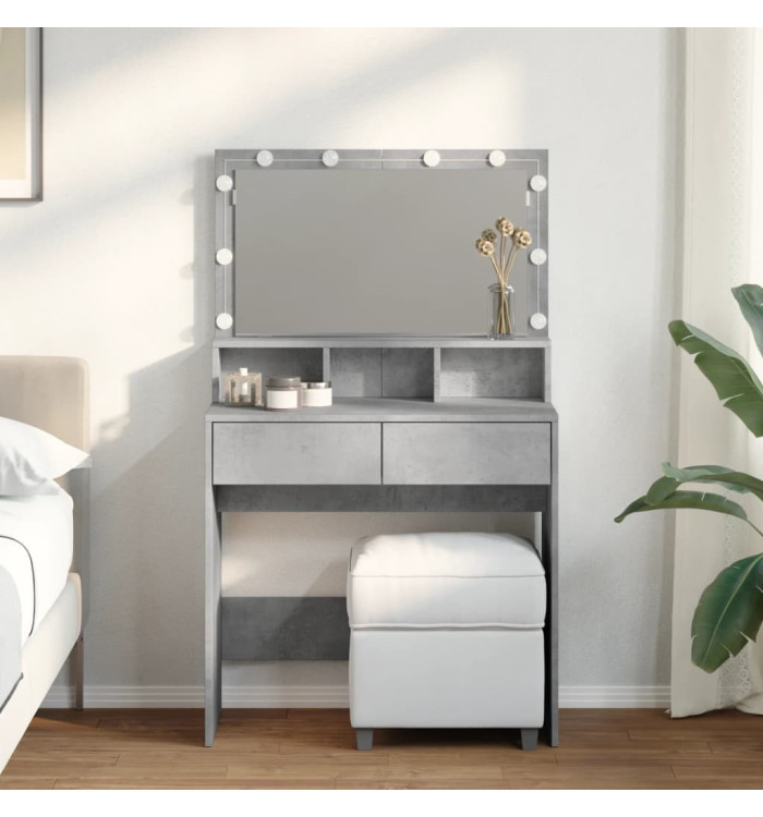Coiffeuse avec LED gris béton 80x41x134,5 cm | Mobilier & Déco