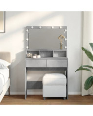 Coiffeuse avec LED gris béton 80x41x134,5 cm | Mobilier & Déco
