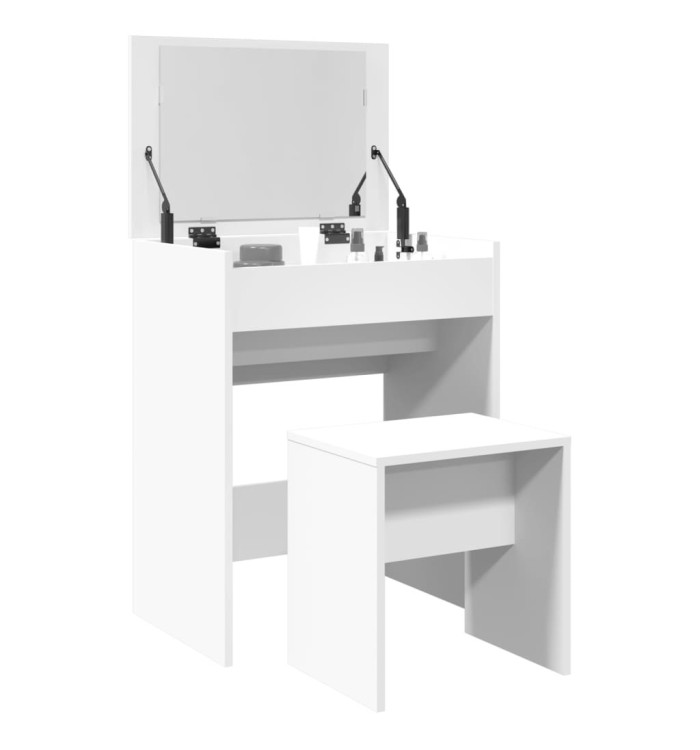 Coiffeuse et tabouret blanc 60x40x113,5 cm | Mobilier & Déco