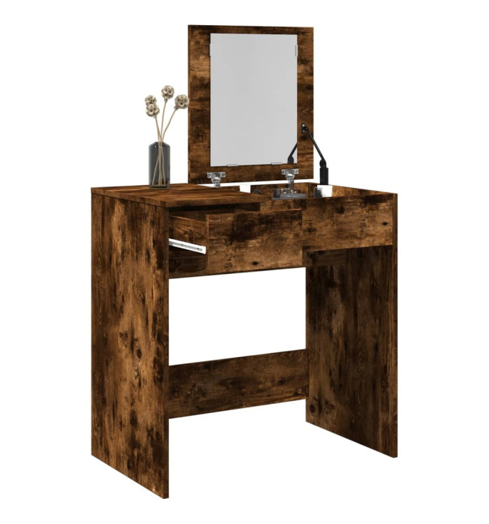 Coiffeuse avec miroir chêne fumé 73x46,5x120 cm | Mobilier & Déco